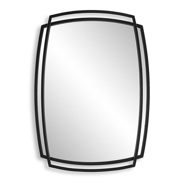 Casa Bella Living Unique Overlapping Metal Framed Satin Black Mirror