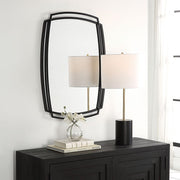 Casa Bella Living Unique Overlapping Metal Framed Satin Black Mirror