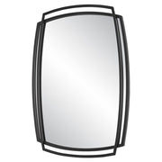 Casa Bella Living Unique Overlapping Metal Framed Satin Black Mirror