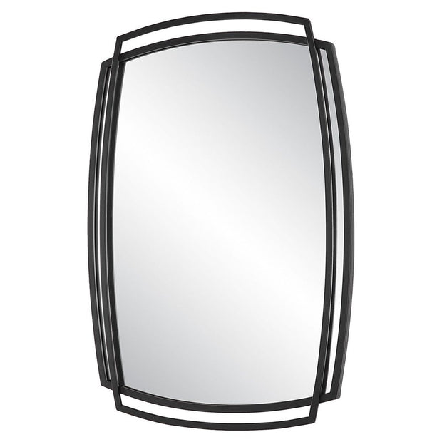 Casa Bella Living Unique Overlapping Metal Framed Satin Black Mirror