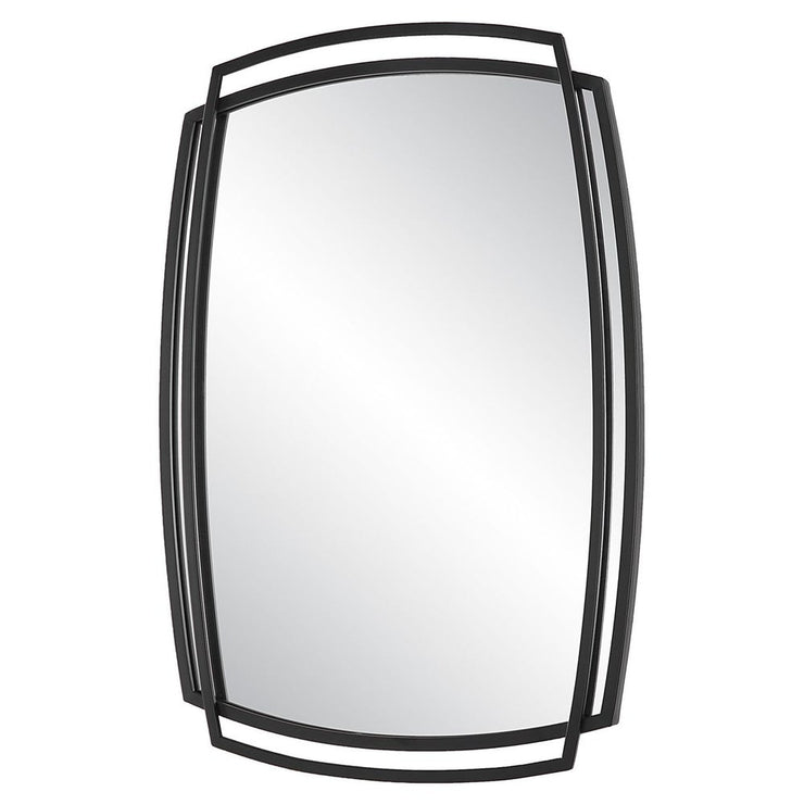 Casa Bella Living Unique Overlapping Metal Framed Satin Black Mirror