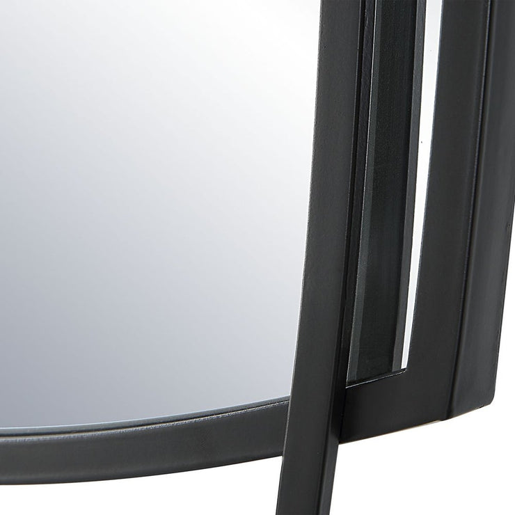 Casa Bella Living Unique Overlapping Metal Framed Satin Black Mirror