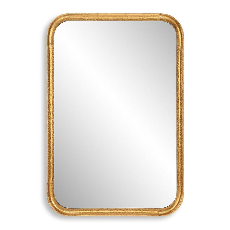 Casa Bella Living Unique Rectangular Lightly Antique Gold Leaf Mirror