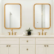 Casa Bella Living Unique Rectangular Lightly Antique Gold Leaf Mirror