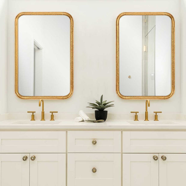 Casa Bella Living Unique Rectangular Lightly Antique Gold Leaf Mirror