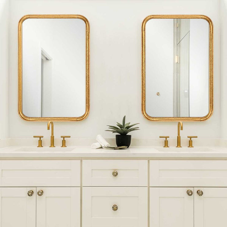 Casa Bella Living Unique Rectangular Lightly Antique Gold Leaf Mirror