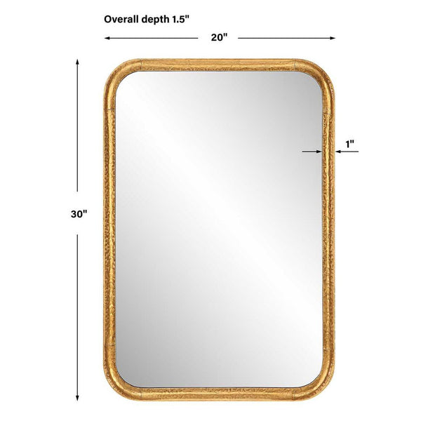 Casa Bella Living Unique Rectangular Lightly Antique Gold Leaf Mirror