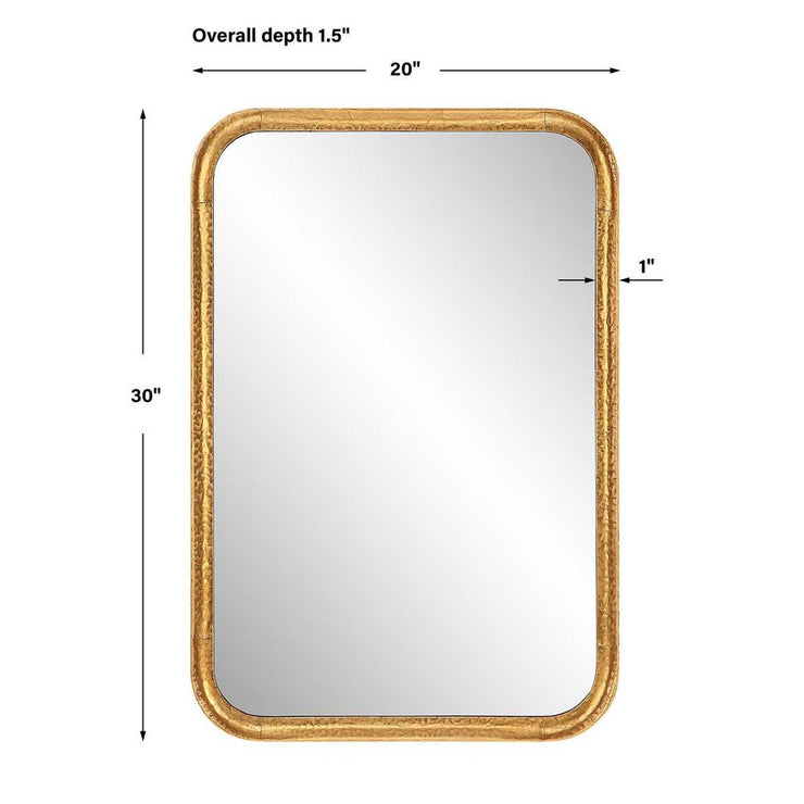 Casa Bella Living Unique Rectangular Lightly Antique Gold Leaf Mirror