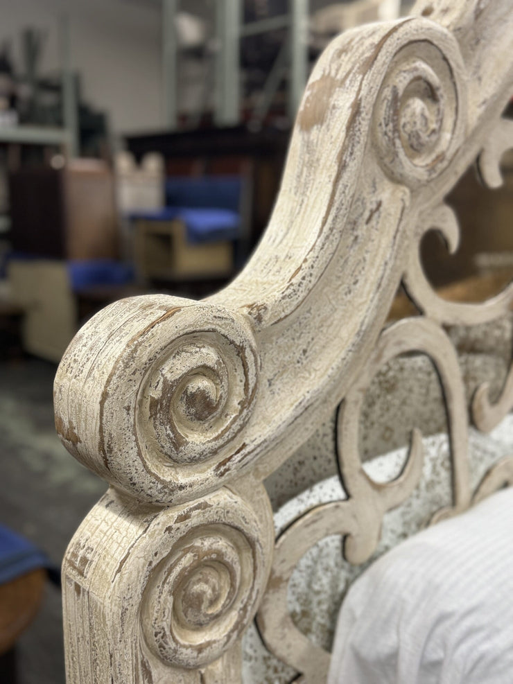 Casa Bonita Peruvian Hand-Painted Carved Wood and Antiqued Mirror Raquel Queen Size Bed