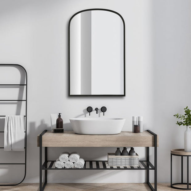 Casa Bella Living Arched Top Matte Black Framed Mirror