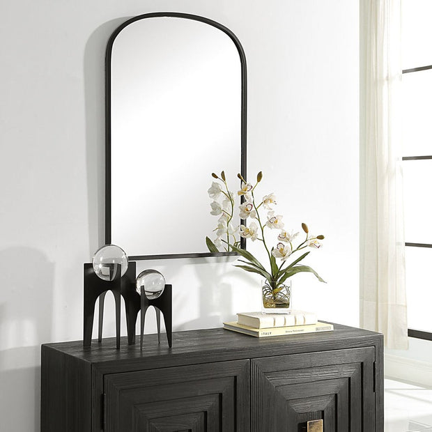 Casa Bella Living Arched Top Matte Black Framed Mirror