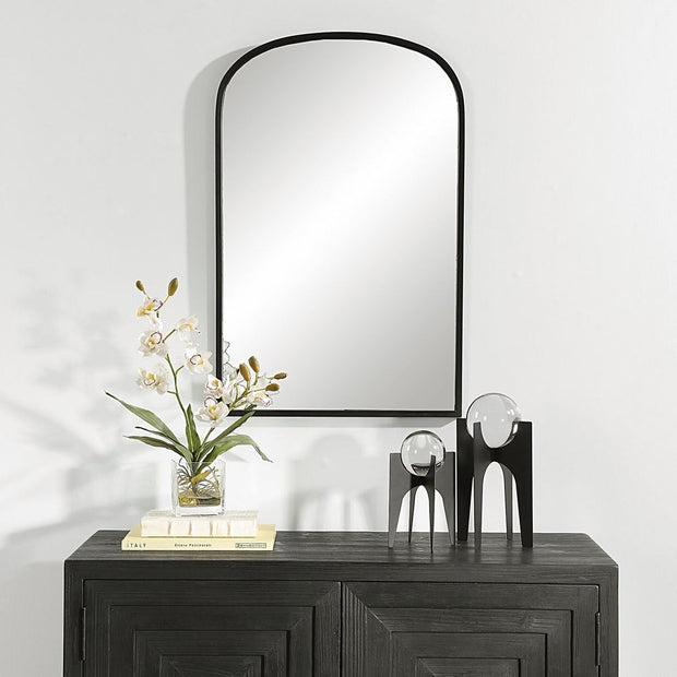 Casa Bella Living Arched Top Matte Black Framed Mirror