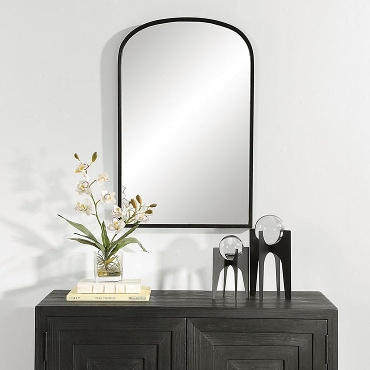 Casa Bella Living Arched Top Matte Black Framed Mirror