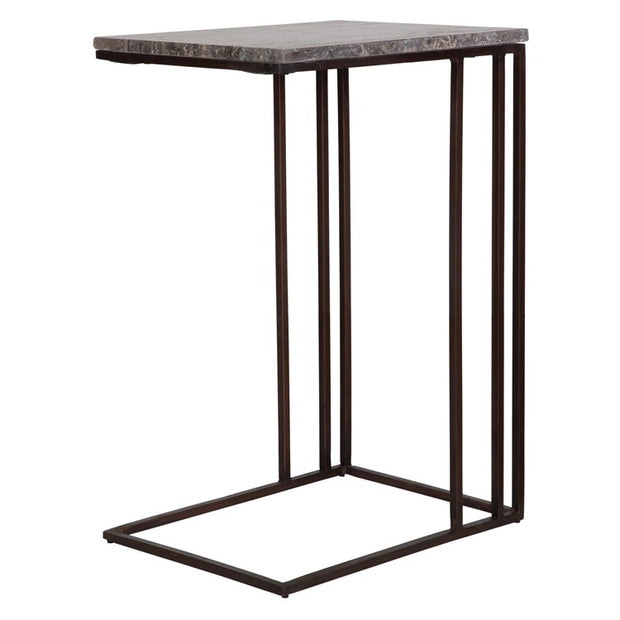 Uttermost Theodore Travertine Top With Dark Bronze Base Accent Table