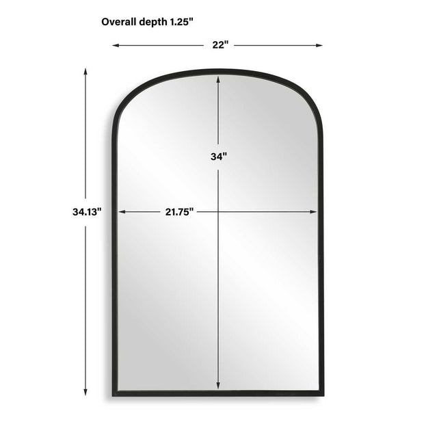 Casa Bella Living Arched Top Matte Black Framed Mirror