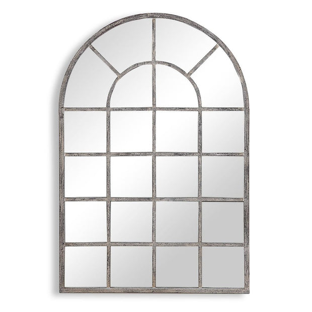 Casa Bella Living Rustic Gray Arched Windowpane Mirror