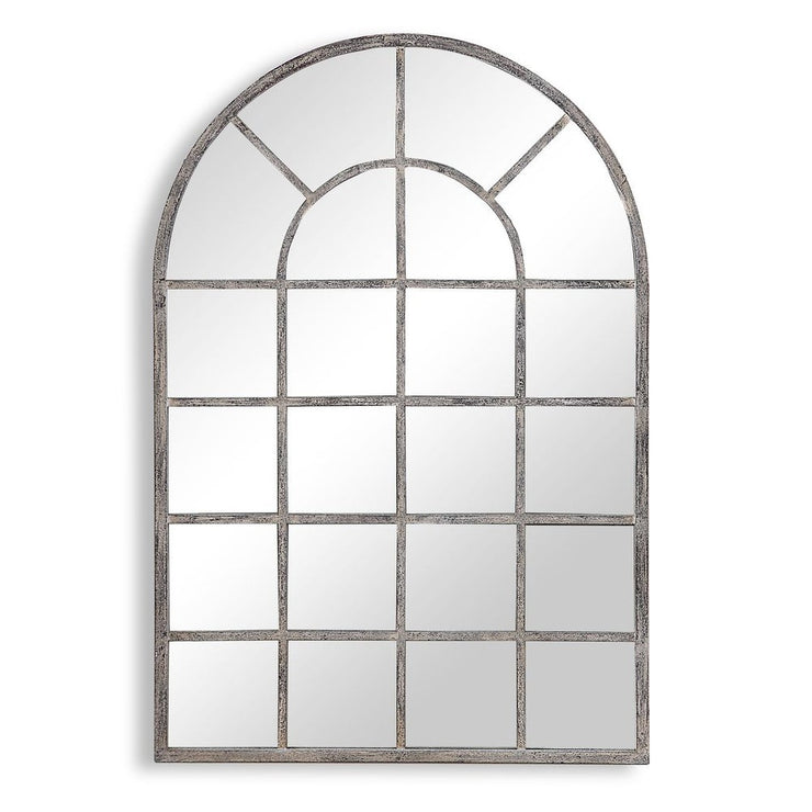 Casa Bella Living Rustic Gray Arched Windowpane Mirror
