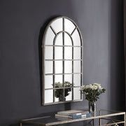 Casa Bella Living Rustic Gray Arched Windowpane Mirror