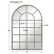 Casa Bella Living Rustic Gray Arched Windowpane Mirror