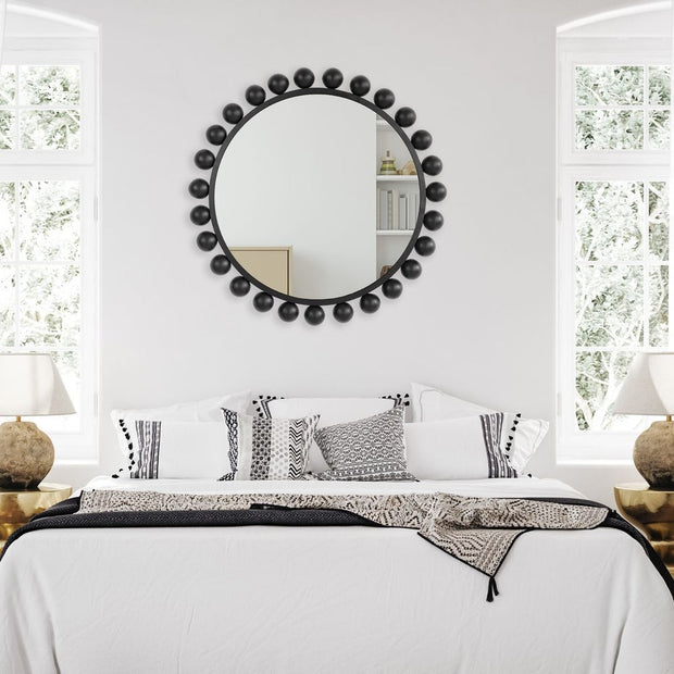 Casa Bella Living Round Metal Dome Shaped Ornaments Framed Round Mirror