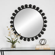 Casa Bella Living Round Metal Dome Shaped Ornaments Framed Round Mirror