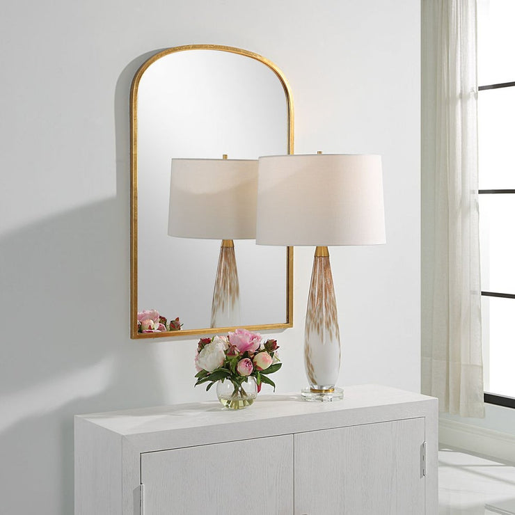 Casa Bella Living Arched Unique Gold Leaf Framed Mirror