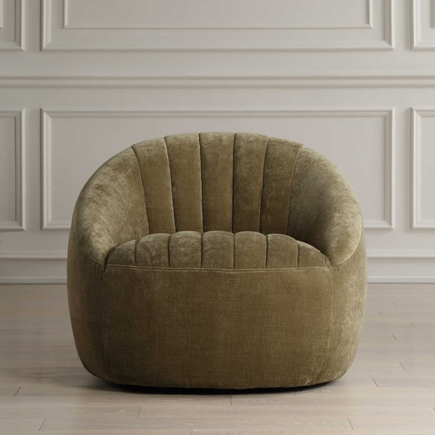 Uttermost Narrows Moss Green Velvet Chenille Channeled Swivel Chair