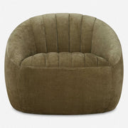 Uttermost Narrows Moss Green Velvet Chenille Channeled Swivel Chair