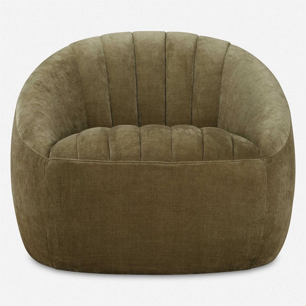 Uttermost Narrows Moss Green Velvet Chenille Channeled Swivel Chair