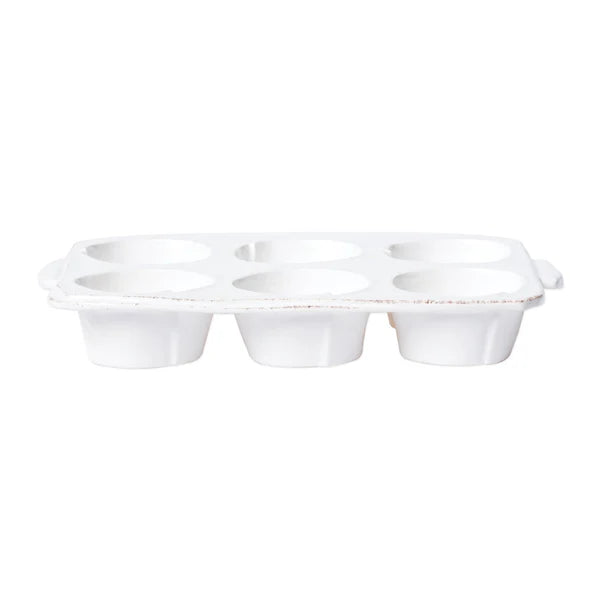 Vietri Lastra White Muffin Tin ~ Handcrafted Italian Stoneware