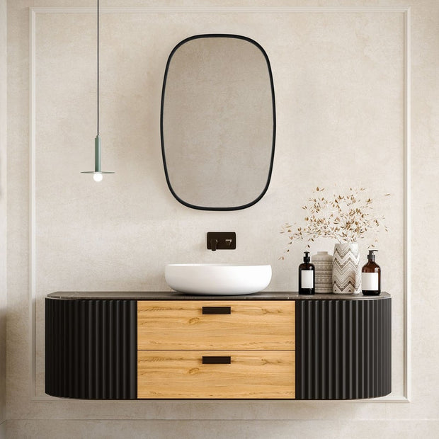 Casa Bella Living Rounded Corners Satin Black Framed Mirror