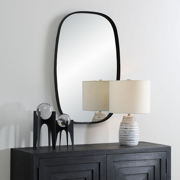 Casa Bella Living Rounded Corners Satin Black Framed Mirror