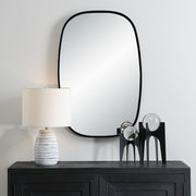 Casa Bella Living Rounded Corners Satin Black Framed Mirror