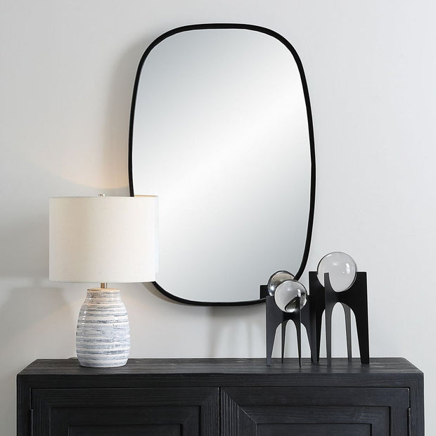 Casa Bella Living Rounded Corners Satin Black Framed Mirror