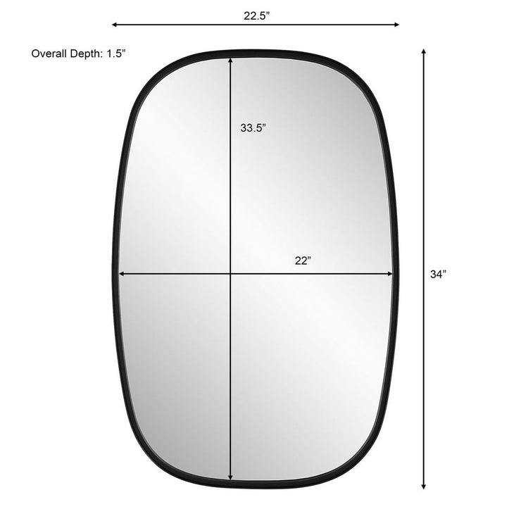 Casa Bella Living Rounded Corners Satin Black Framed Mirror