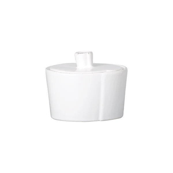 Vietri Lastra White Sugar Bowl ~ Handcrafted Italian Stoneware