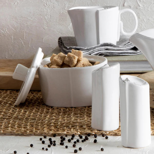 Vietri Lastra White Sugar Bowl ~ Handcrafted Italian Stoneware