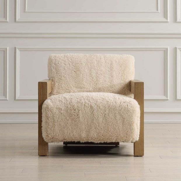 Uttermost Jackson Caramel Long Haired Faux Sheepskin Accent Chair