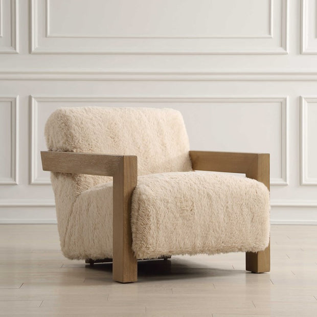 Uttermost Jackson Caramel Long Haired Faux Sheepskin Accent Chair