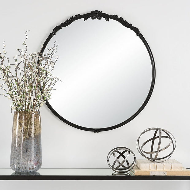 Casa Bella Living Rich Satin Black Rounded Mirror