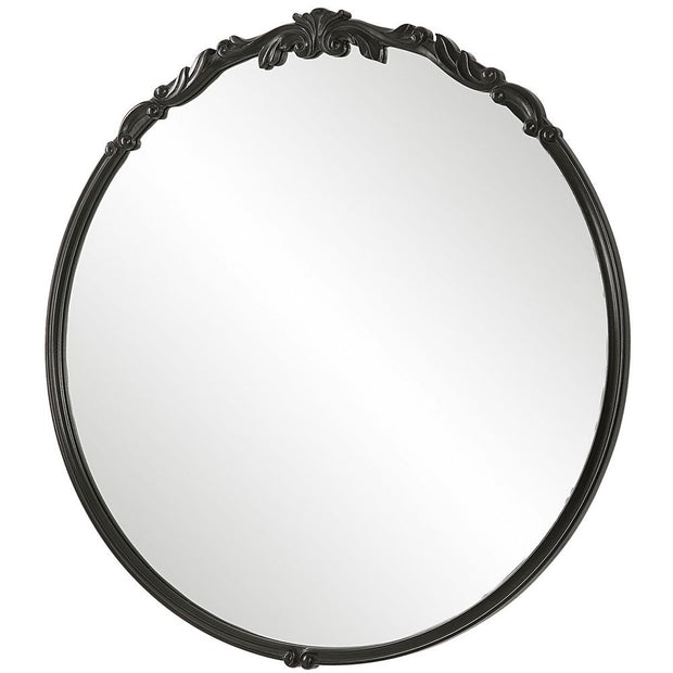 Casa Bella Living Rich Satin Black Rounded Mirror
