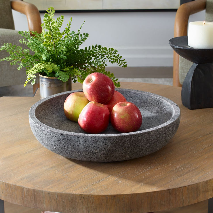 Uttermost Ashen Gray Lava Stone Earth Bowl Indoor and Outdoor Use