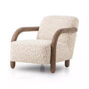 Four Hands Aniston Shearling Accent Chair ~ Solema Cream Upholstered Faux Mongolian Shearling Fur