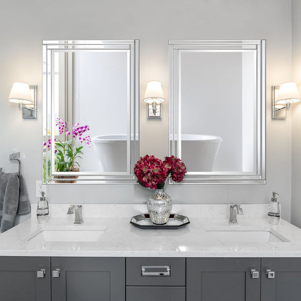 Casa Bella Living Beveled Rows Paneled Mirror