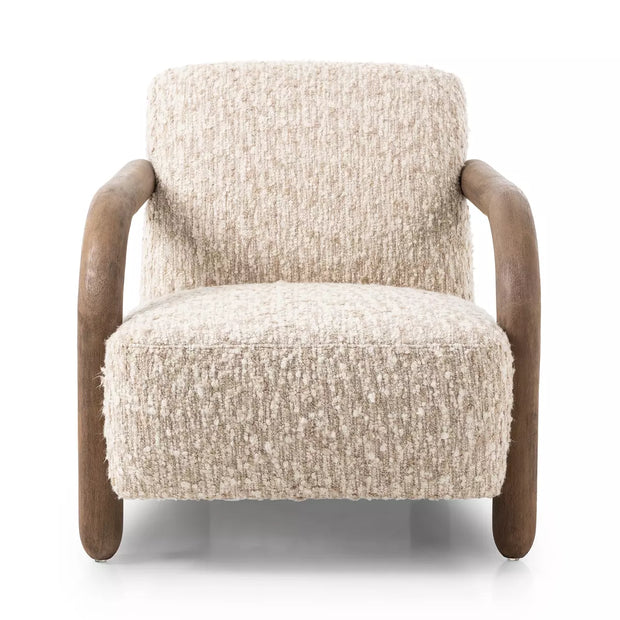 Four Hands Aniston Shearling Accent Chair ~ Solema Cream Upholstered Faux Mongolian Shearling Fur
