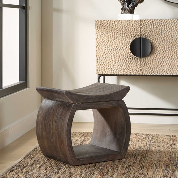 Uttermost Connor Reclaimed Wood Rustic Modern Walnut Accent Stool