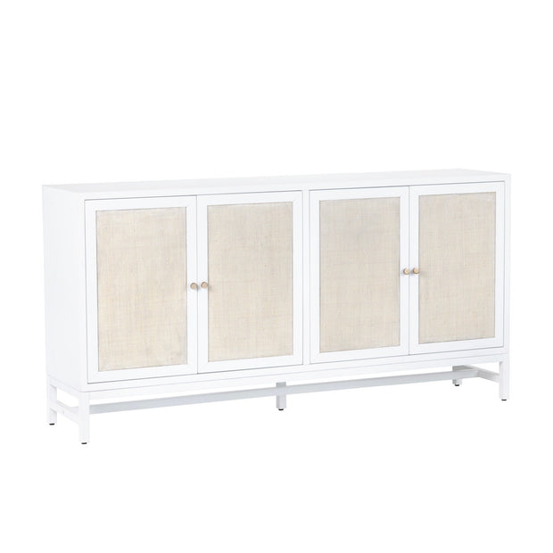 Crestview Collection Sandy Shores White And Rattan 4- Door Sideboard