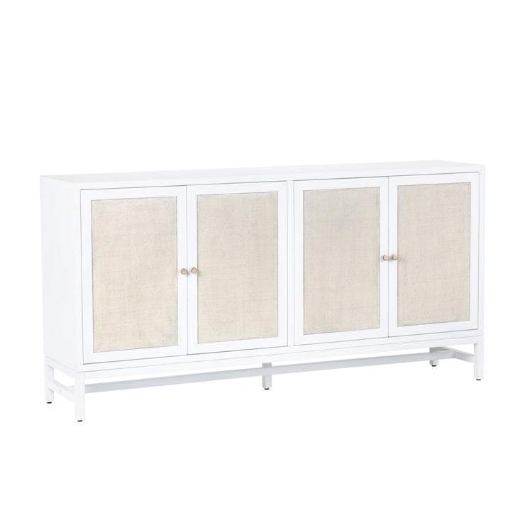 Crestview Collection Sandy Shores White And Rattan 4- Door Sideboard