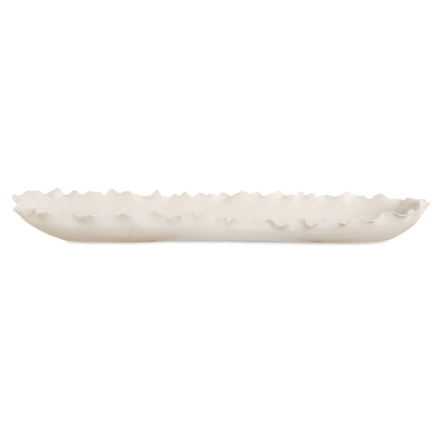 Uttermost Ripple Crest Matte White Finish Elongated Bowl