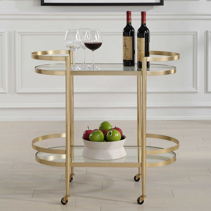 Uttermost Isabelle Gold Leaf Finished Iron Bar Cart